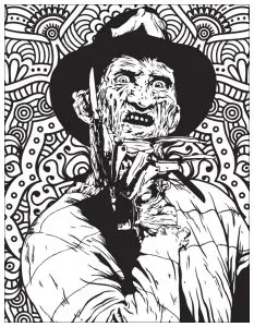 Printable Freddy Krueger complex coloring sheets for adults