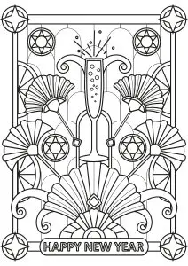 Champagne and Art Deco - "Happy New Year" text