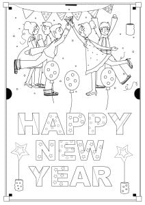 New Year's Eve party (Happy New Year Coloring Page)