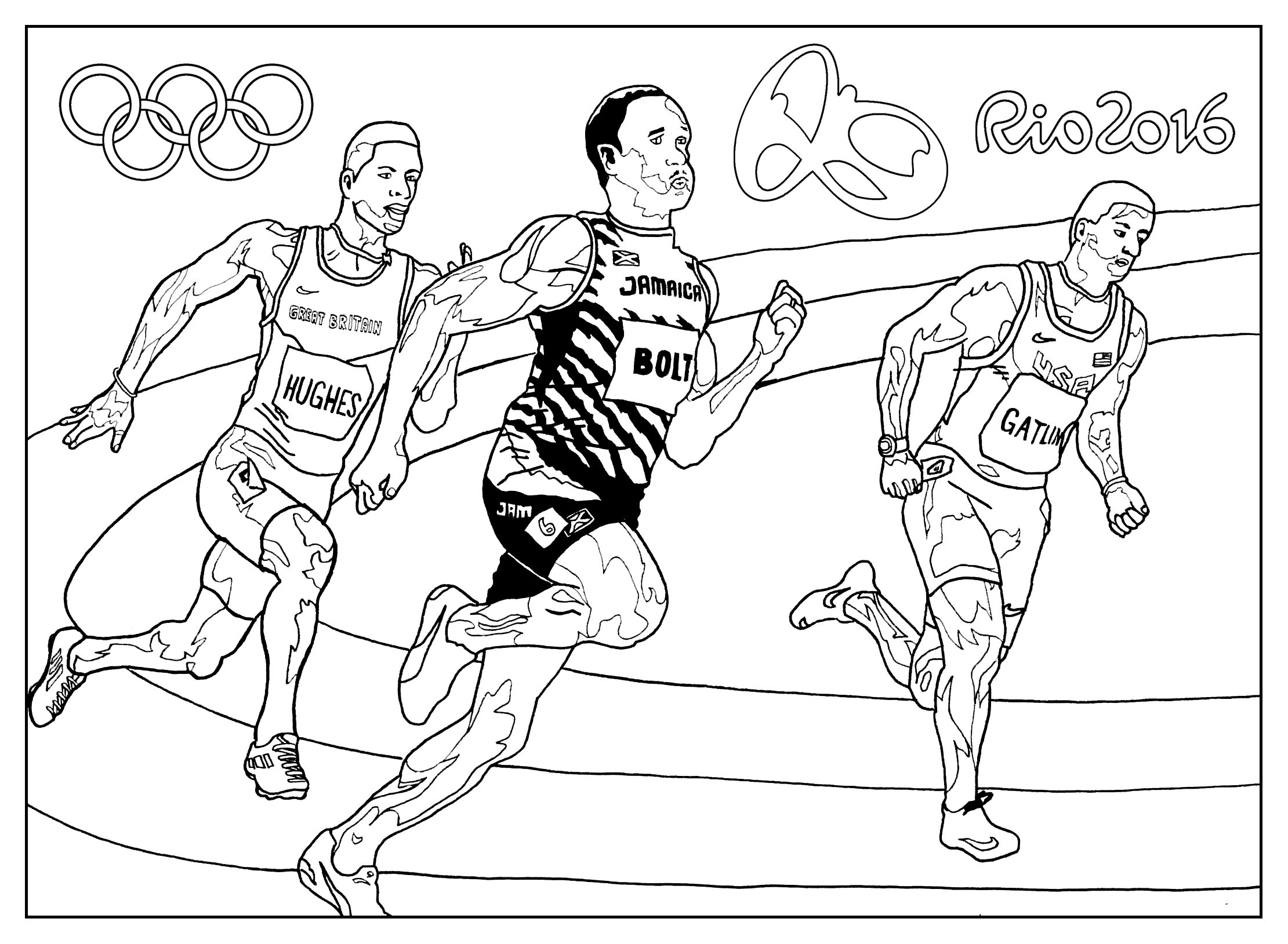 Coloring page for the 2016 Rio Olympic games : Athletics, Artist : Sofian