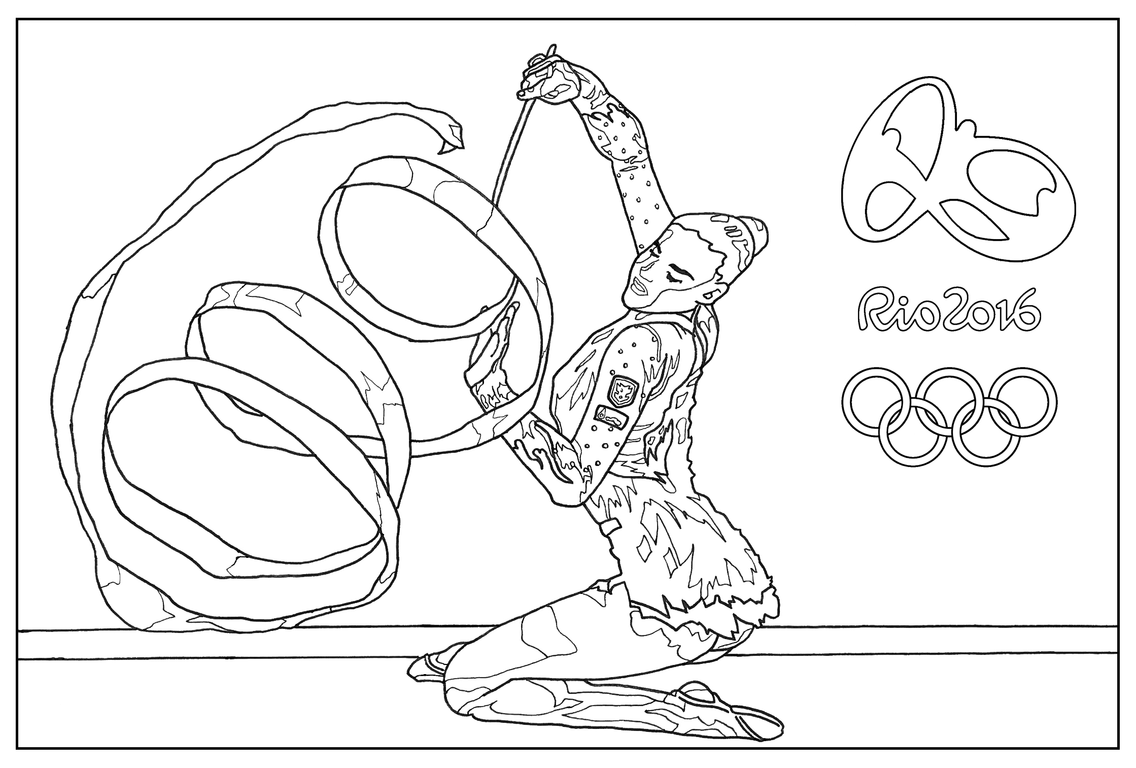 Coloring page for the 2016 Rio Olympic games : Gymnastic
