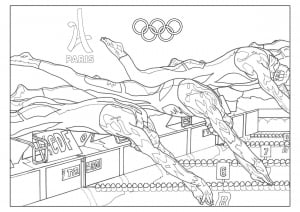Coloring page for the 2024 Paris Olympic games : Swimming (Sport Coloring Page)