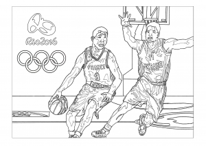 Coloring adult rio 2016 olympic games basketball