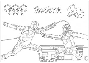 Coloring page for the 2016 Rio Olympic games : Fencing (Sport Coloring Page)
