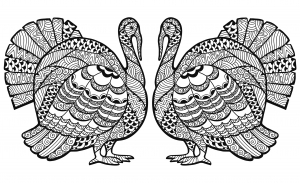 Double Turkey Zentangle Coloring sheet