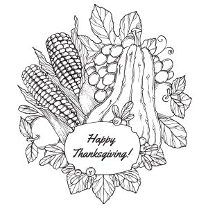 Coloring adult thanksgiving corn and fruits by frauleinfreya