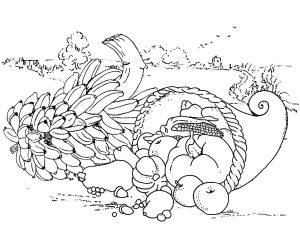 Coloring page thanksgiving meal