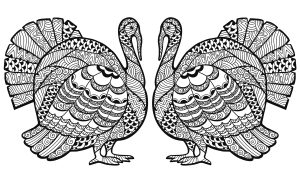 Double Turkey Zentangle Coloring sheet