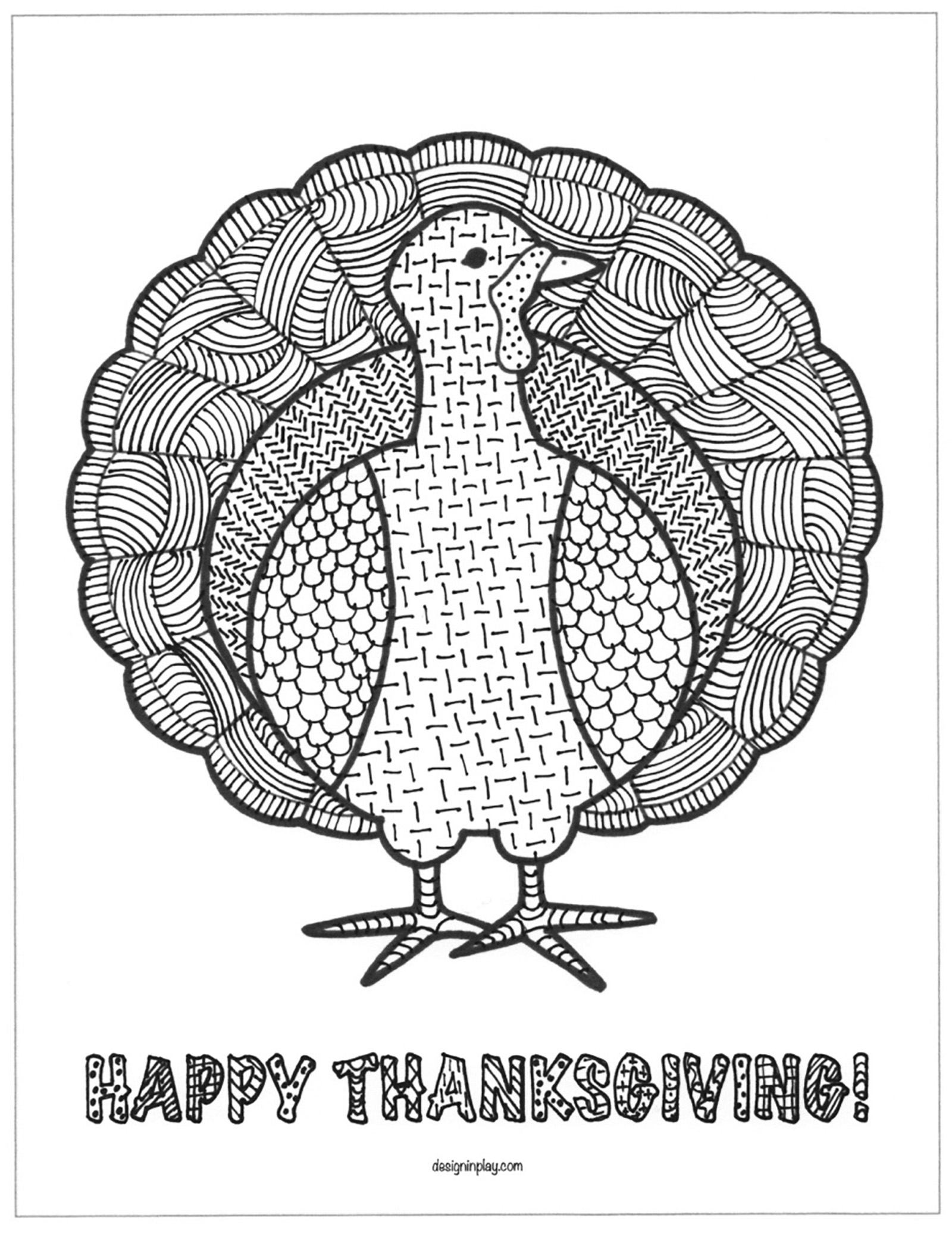 Simple coloring page of a beautiful Turkey, to color for the Thanksgiving day