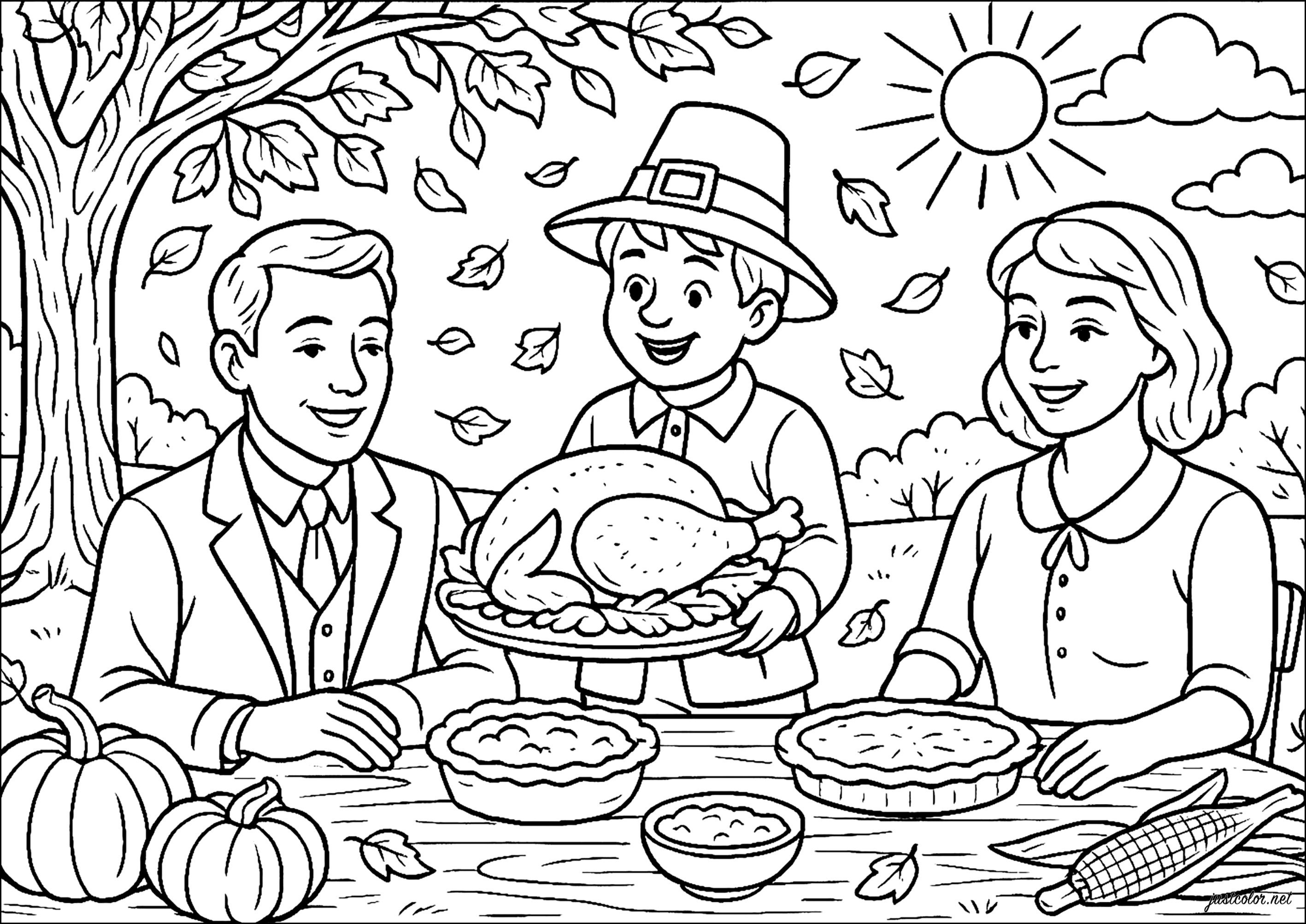 Autumn Celebration (Printable Thanksgiving Coloring Page for adults)
