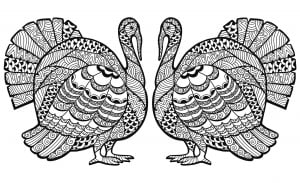 Double Turkey Zentangle Coloring sheet