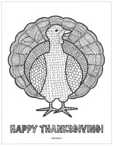 Decorative turkey and Thanksgiving message