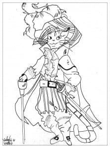 Puss in Boots (Fairy tale Coloring Page)