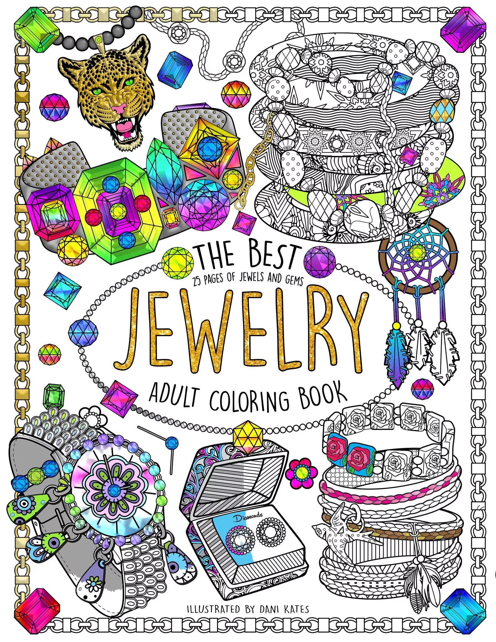 Book jewelry cover (Printable Fashion, clothing and jewelry Coloring Page for adults)