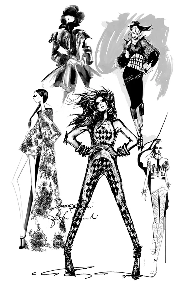 Croquis mode olivier collection balmain printempsete2013 - 2 (Printable Fashion, clothing and jewelry Coloring Page for adults)