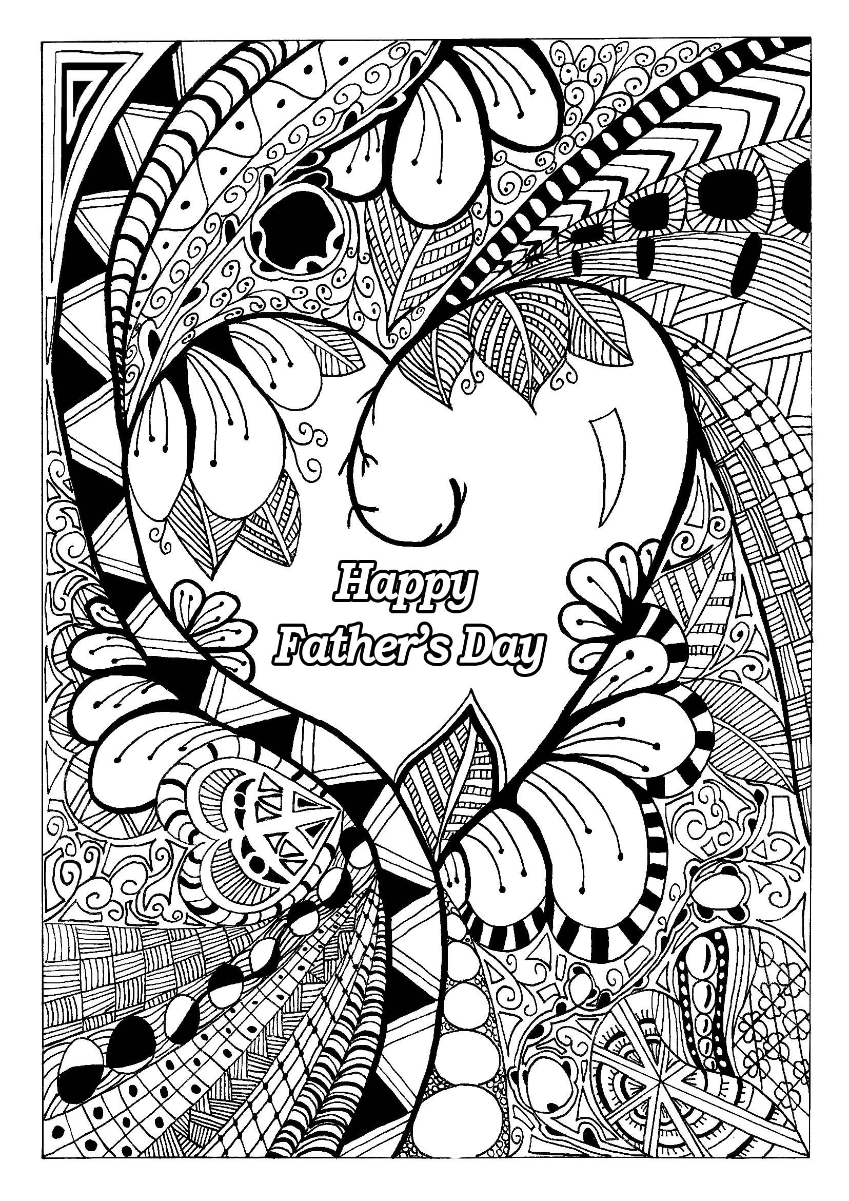 Father's day coloring page, with Zentangle patterns, Artist : Celine