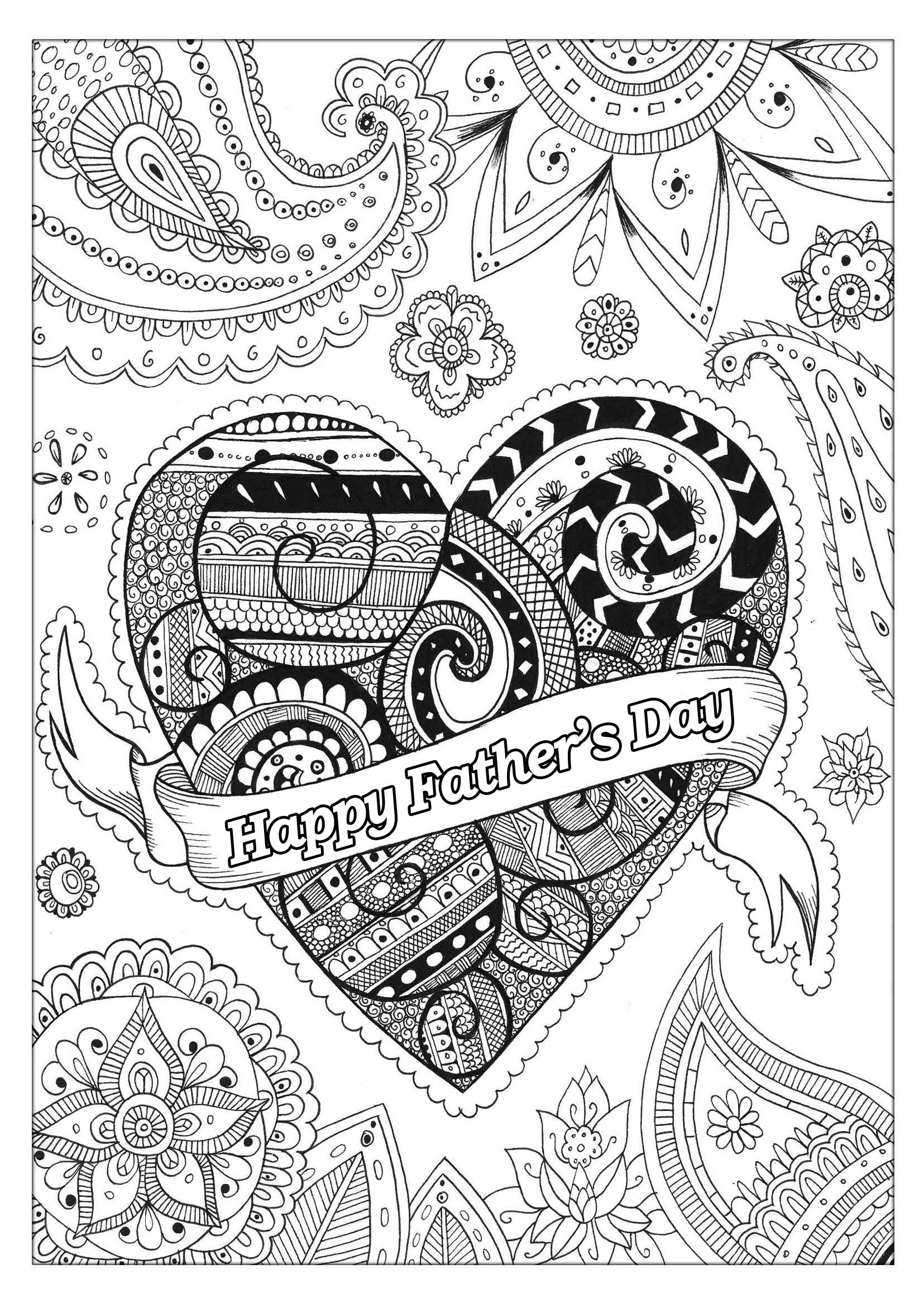 Father's day coloring page, with beautiful patterns, Artist : Rachel