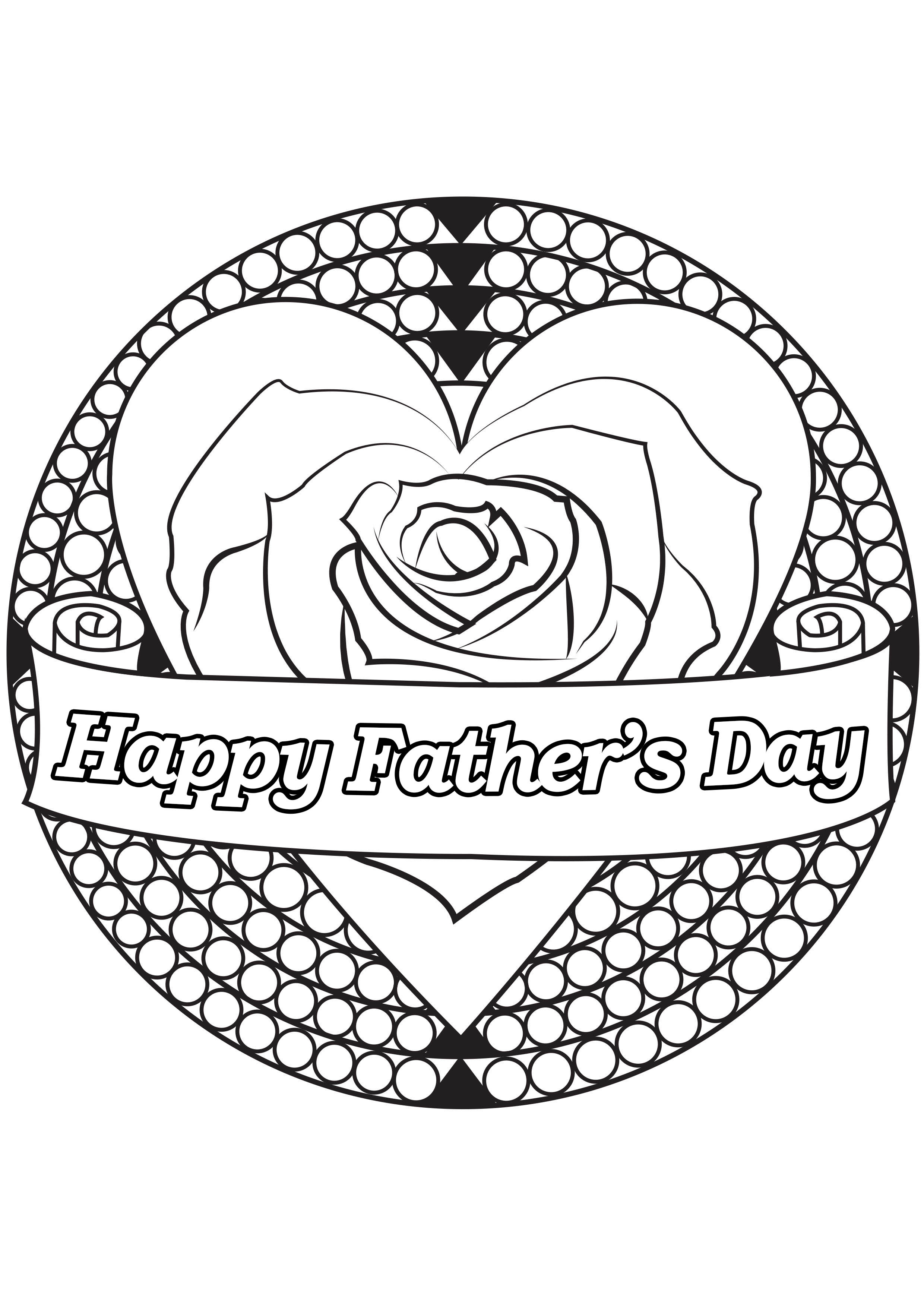 Father's day coloring page : heart & rose, Artist : Allan