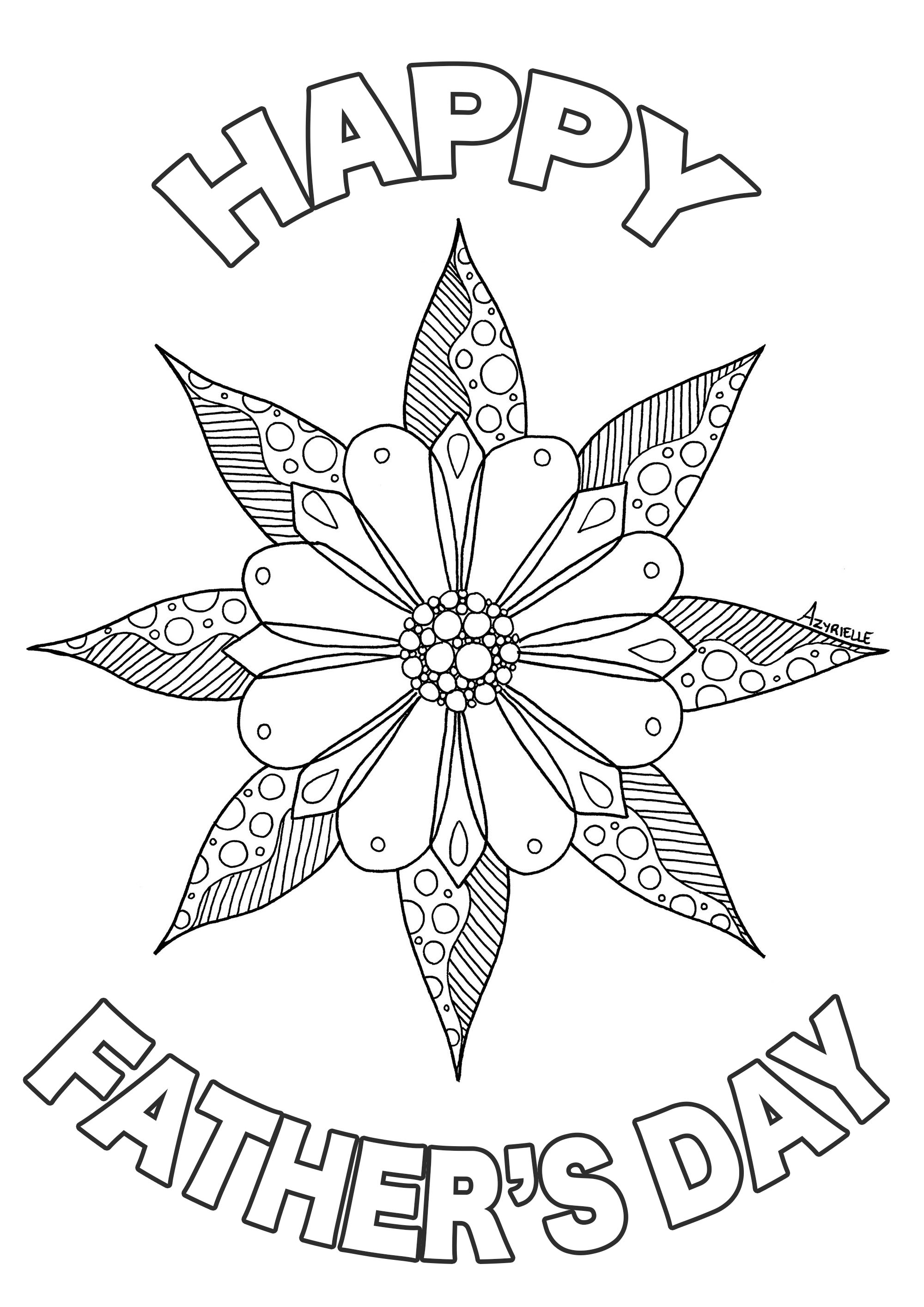 Happy Father's day coloring page : beautiful flower, Artist : Azyrielle