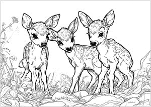 Three young fawns