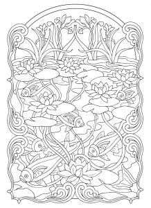 coloring-adult-fish-pond