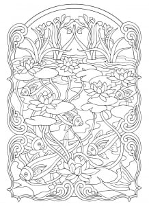 coloring-adult-fish-pond