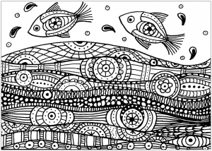 coloring-adult-fishes-wave-patterns