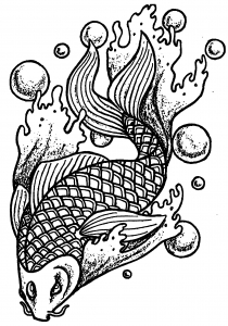 coloring-page-fish-and-bubbles
