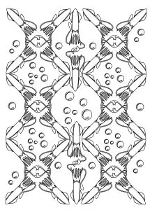 Symmetric motif of squids and marine bubbles