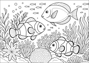 Animated Coral Reef (Fish Coloring Page)