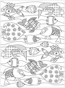 Happy Fishes to print & color