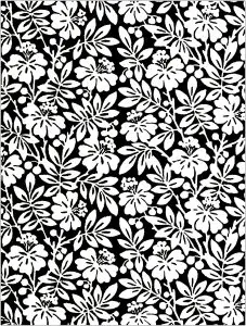Black and white Flowers from English 19th Century Wallpaper