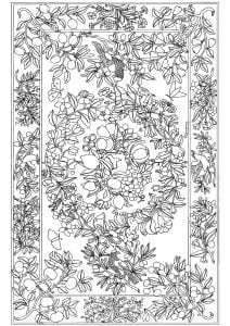 Flowers, Leaves And Birds  Marquetry 