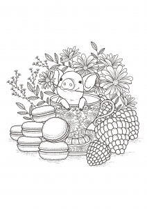 coloring-page-adults-fruits-macaroons
