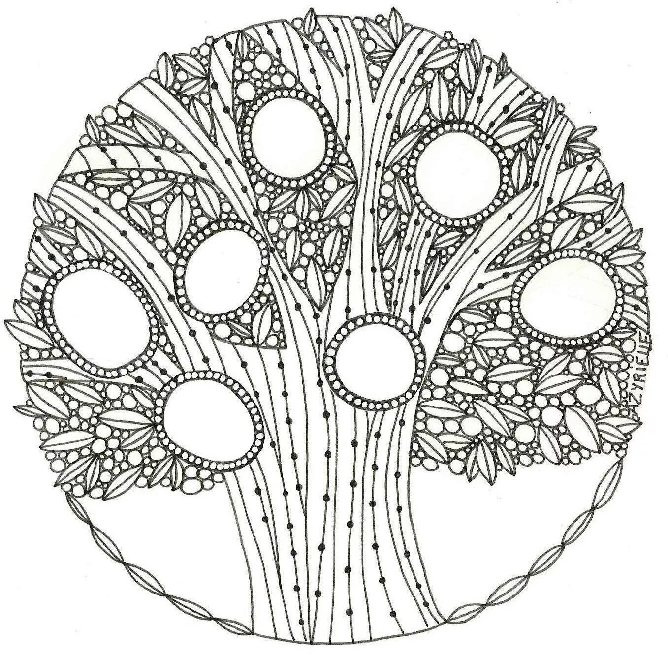 Incredible Tree (Printable Flowers & vegetation Coloring Page for adults)