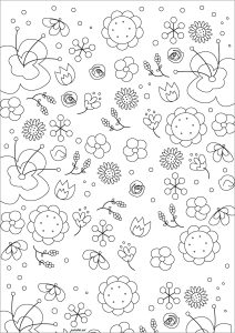 Printable Flowers & vegetation Coloring Page for adults : Pretty flowers