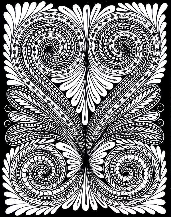 Leave optical illusion (Printable Flowers & vegetation Coloring Page for adults)
