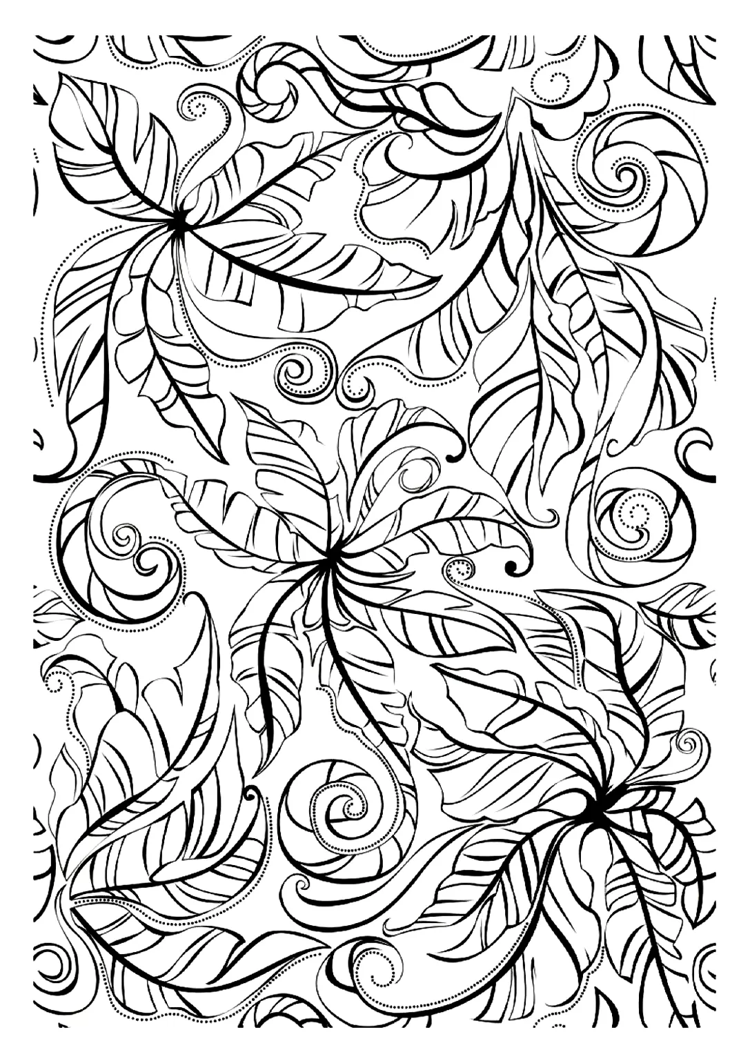 Lovely leaves (Printable Flowers & vegetation Coloring Page for adults)