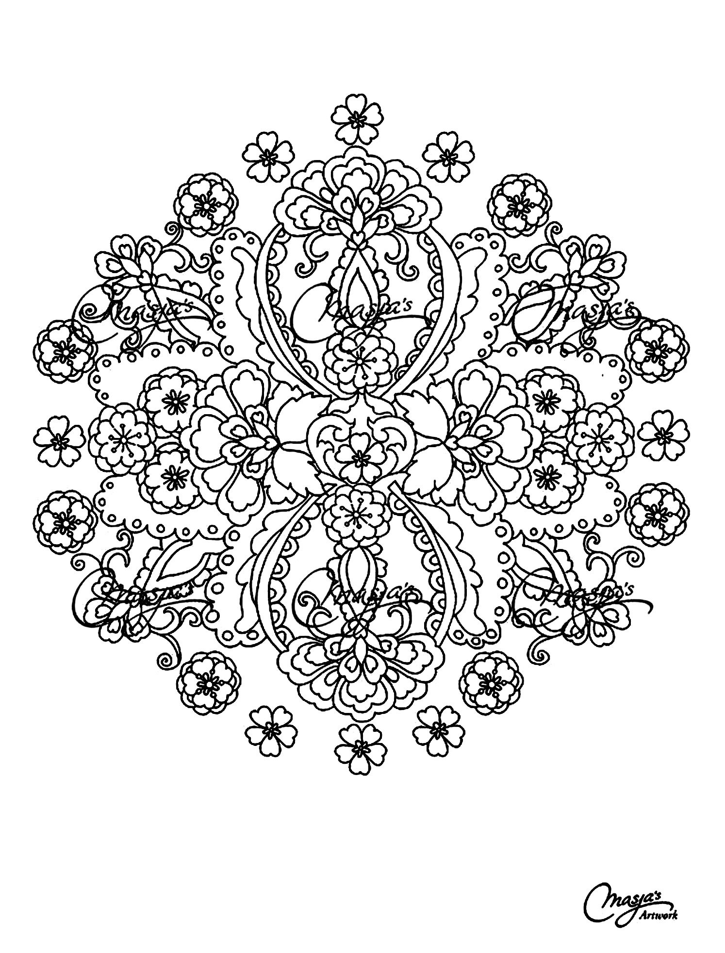 Mandala with leaves and vegetation