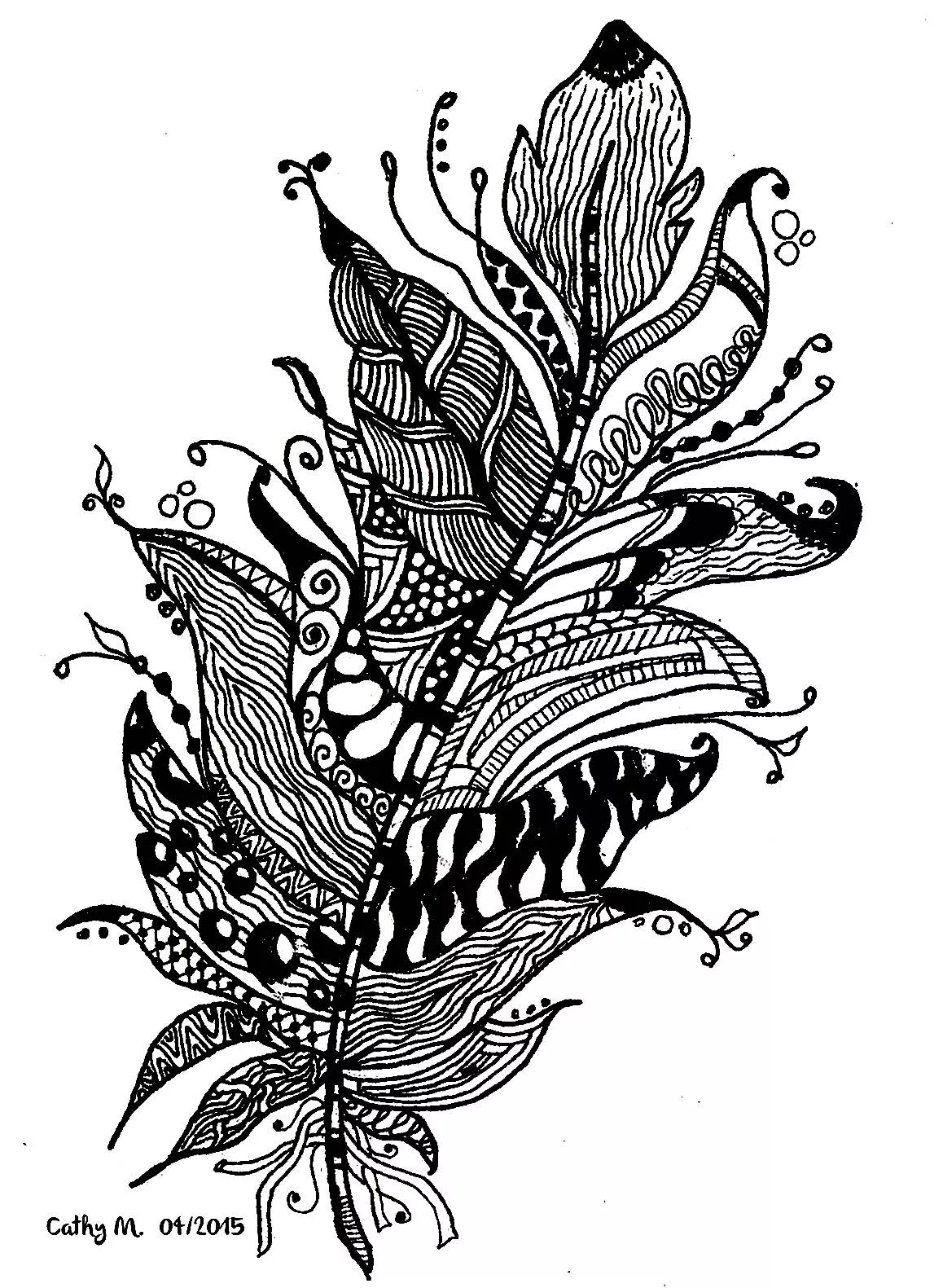 Cathym -13 (Printable Flowers & vegetation Coloring Page for adults)