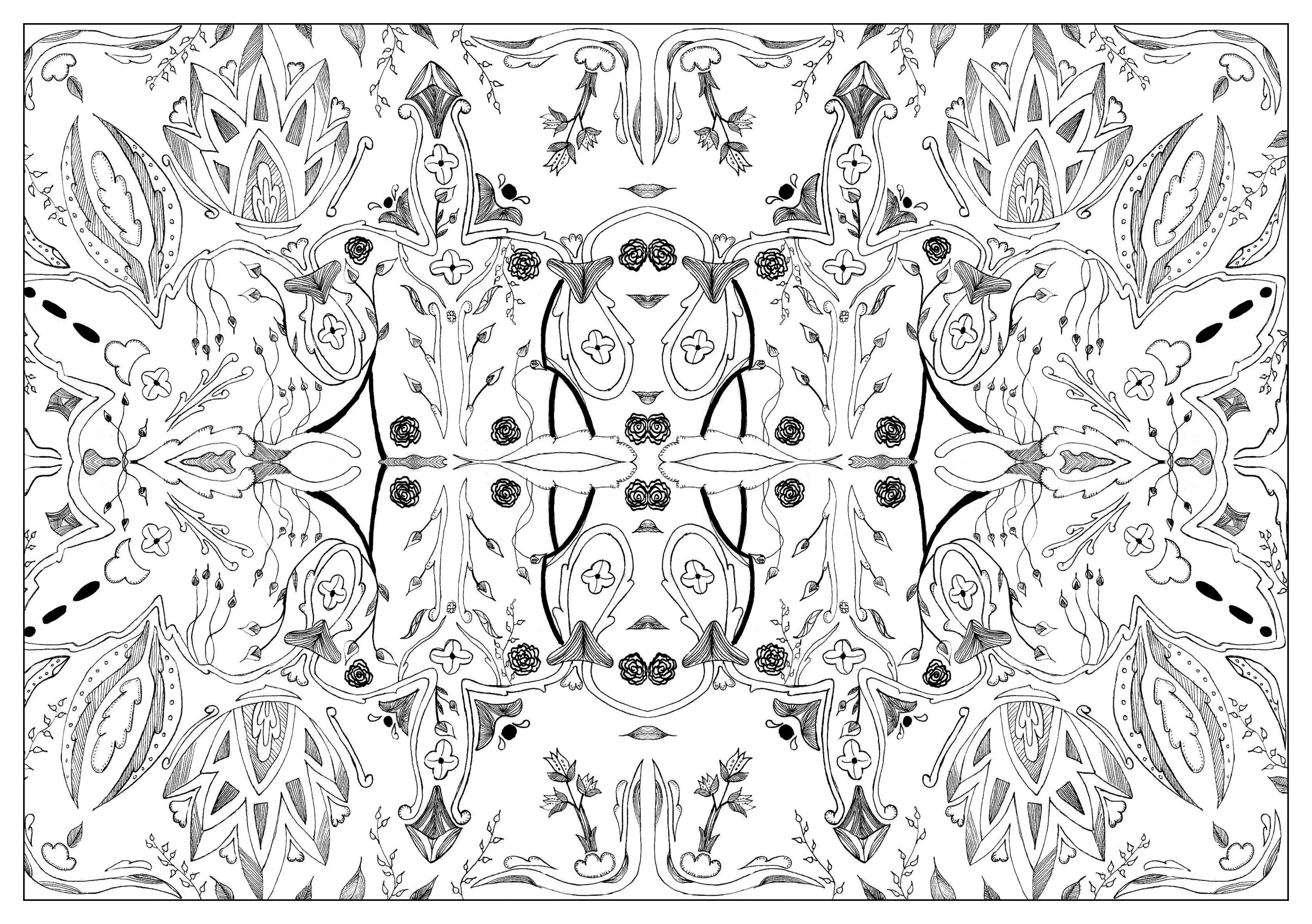 Background drawing by valentin (Printable Flowers & vegetation Coloring Page for adults)
