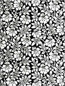 Coloring Black and white Flowers from English 19th Century Wallpaper