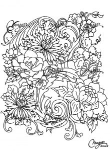 Coloring adult drawing flower