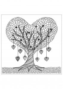 Coloring page adults tree details