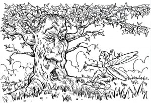 the tree that speaks with the fairy (Flowers & vegetation Coloring Page)
