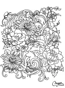 Flowers and decorative arabesques
