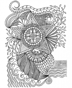 Flowers and star: abstract coloring (Flowers & vegetation Coloring Page)