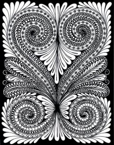 Hypnotic coloring page with leaves that seem to move ! (Flowers & vegetation Coloring Page)