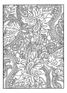 Drawing to colour full of flowers & leaves (Flowers & vegetation Coloring Page)
