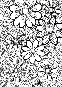 Bewitching flowers and patterns (Flowers & vegetation Coloring Page)